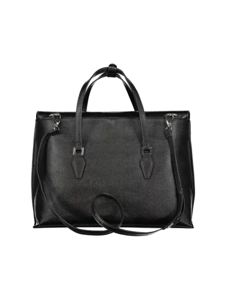 Lniana torebka Valentino By Mario Valentino elegancka czarna