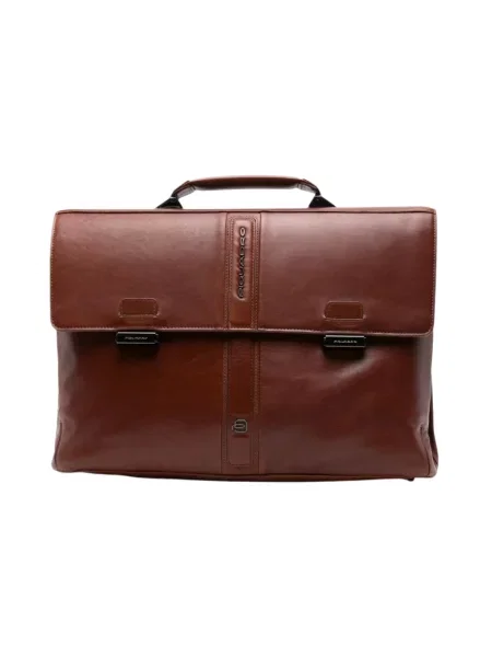Torba na laptopa Piquadro skórzana brązowa