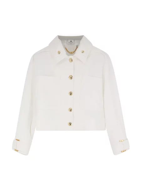 Kurtka jeansowa Elisabetta Franchi beżowa