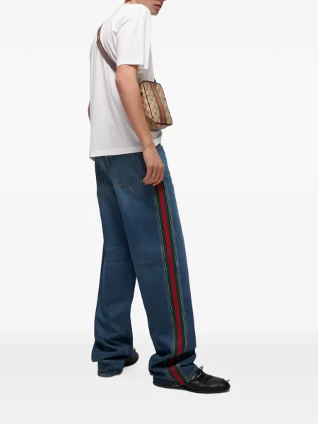 Blugi drepți Gucci cu dungi albastru
