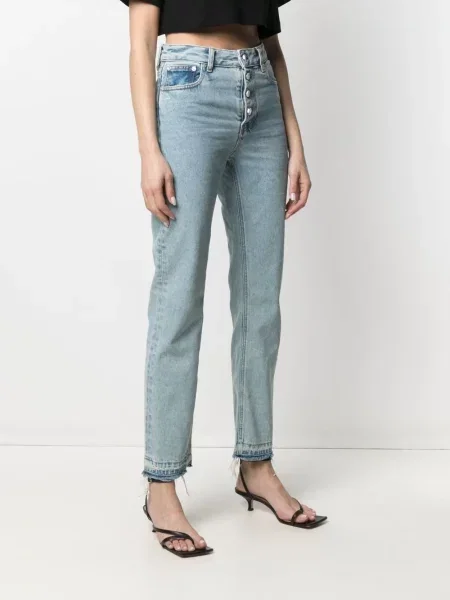 Jeansy straight leg Off-white z wysoką talią