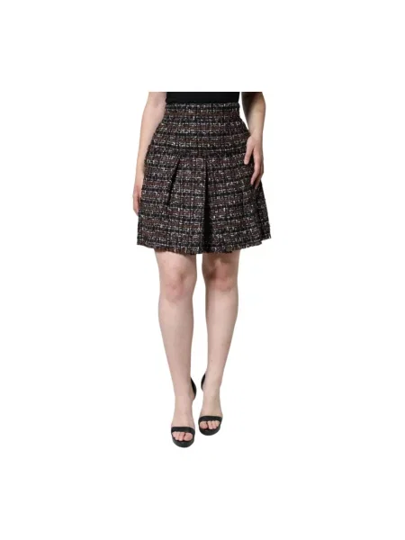 Spódnica mini Dolce And Gabbana w kratę tweedowa w kształcie litery A