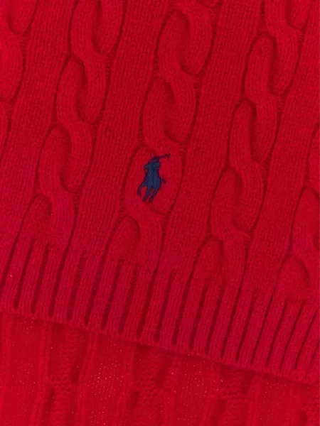 Fular Polo Ralph Lauren tricotate cu broderie roșu