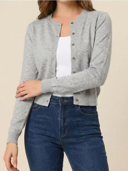 Класичний кардиган на ґудзиках сірий