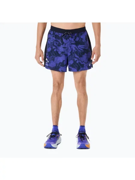 Мъжки шорти за бягане ASICS Fujitrail All Over Print midnight/cobalt burst/cream синьо