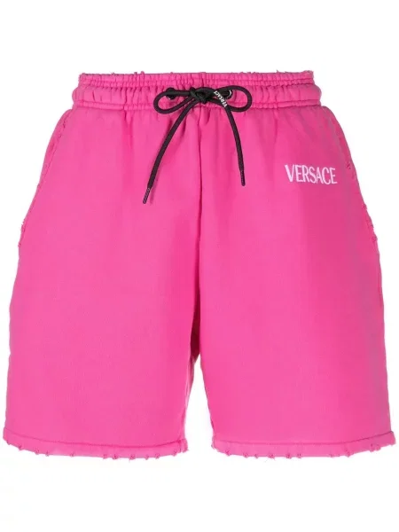 Pantaloni scurți Versace cu autograf cu cordon roz