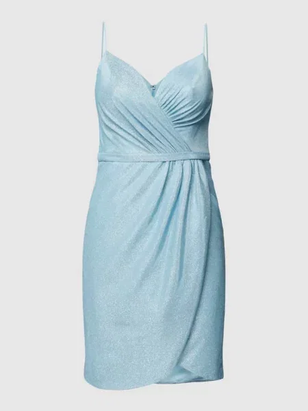 Sukienka koktajlowa w kopertowym stylu Luxuar Fashion błękitna