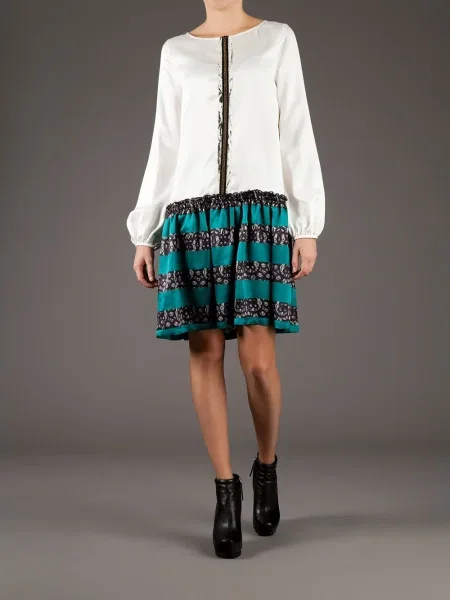 Rochie tip cămașă Twisty Parallel Universe de costum alb
