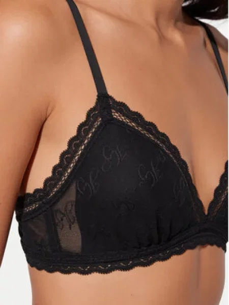 HUGO Bralette melltartó Lacy Triangle P fekete