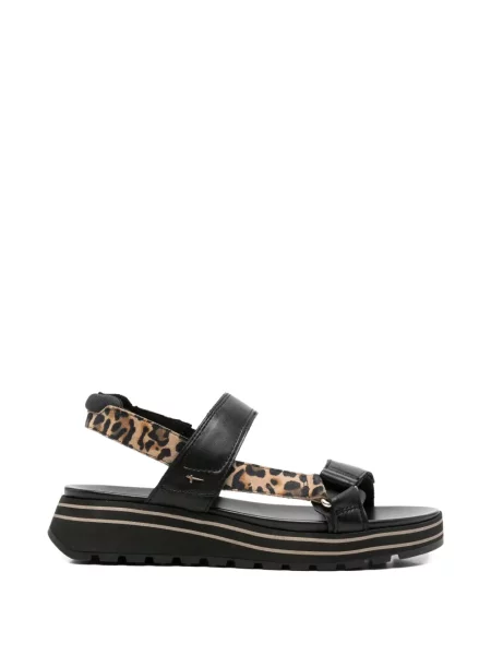 Sandale Tamaris cu imagine cu model leopard cu bretele negru