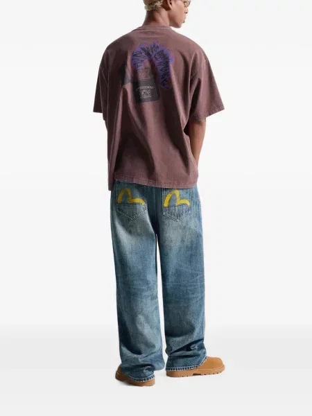 Blugi cu picior larg Evisu cu imagine albastru