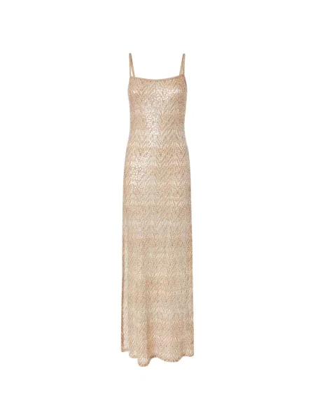 Rochie maxi Missoni cu paiete de costum auriu