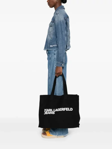 Шопинг чанта Karl Lagerfeld Jeans с принт черно