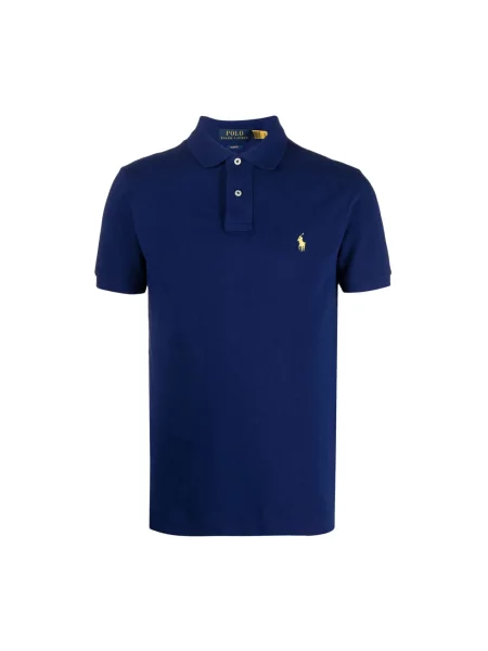 Dzianinowa koszulka polo Polo Ralph Lauren z krótkim rękawem niebieska