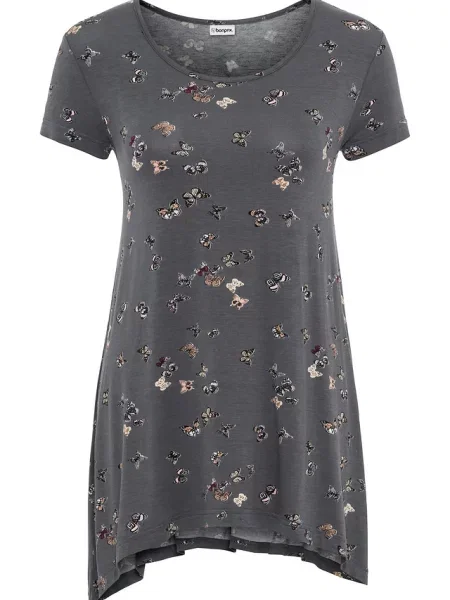 T-shirt w motyle szara