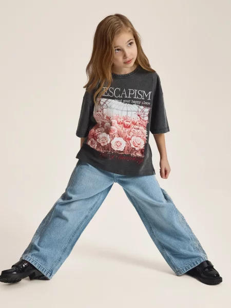 Reserved Джинси super wide leg з мереживом синій