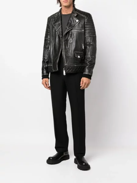 Baikeris odinė striukė Philipp Plein juoda