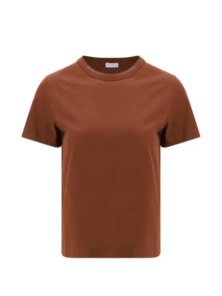 Tricou Brunello Cucinelli cu decolteu rotund maro
