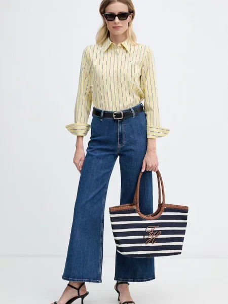 Tommy Hilfiger kavbojke s širokimi hlačnicami modra