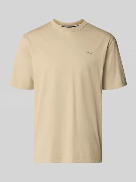 Krój regular fit t-shirt z czystej bawełny model H-TAUT Boss beżowa