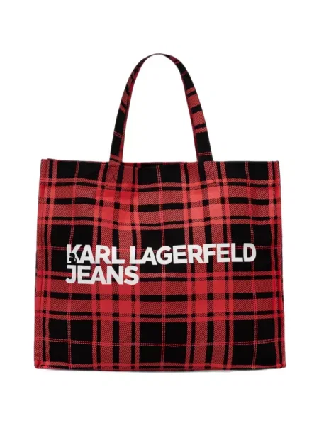 Geantă shopper Karl Lagerfeld Jeans în carouri cu imagine roșu