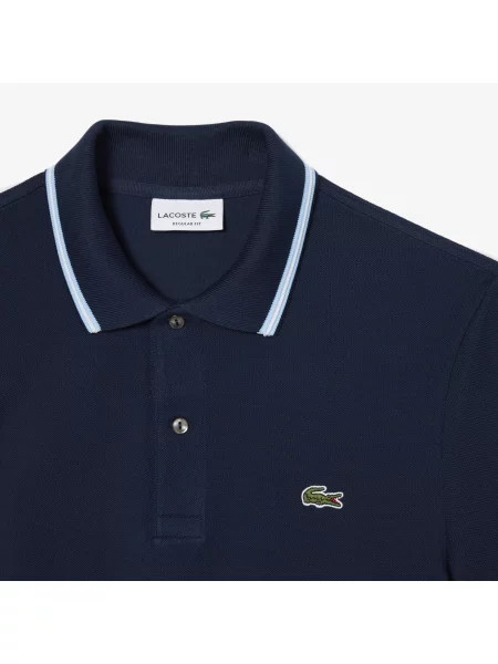 Lacoste Koszulka Polo O Regularnym Kroju Z Ozdobnym Wykończeniem granatowy
