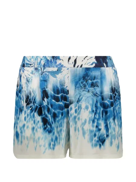 Pantaloni scurți Alberta Ferretti de mătase cu imagine albastru