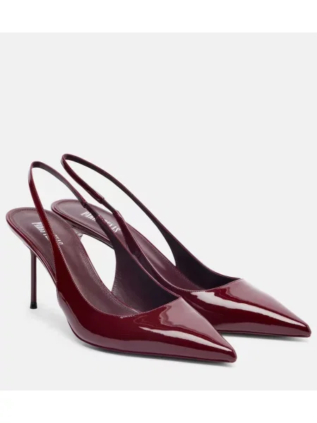 Pantofi cu toc Paris Texas din piele de lac slingback bordo