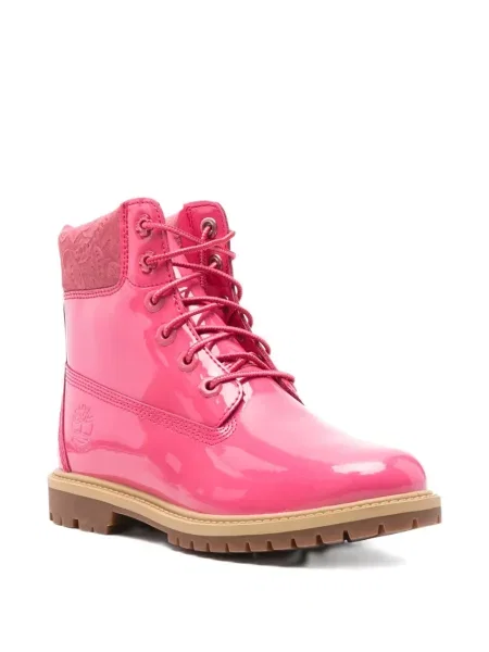 Botine Timberland cu șireturi din piele roz
