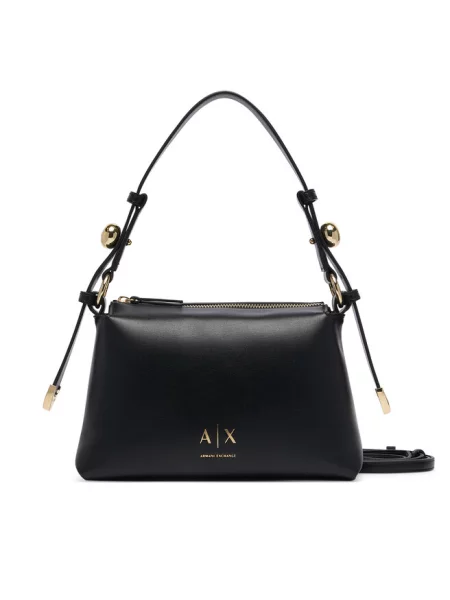 Lniana torebka Armani Exchange czarna