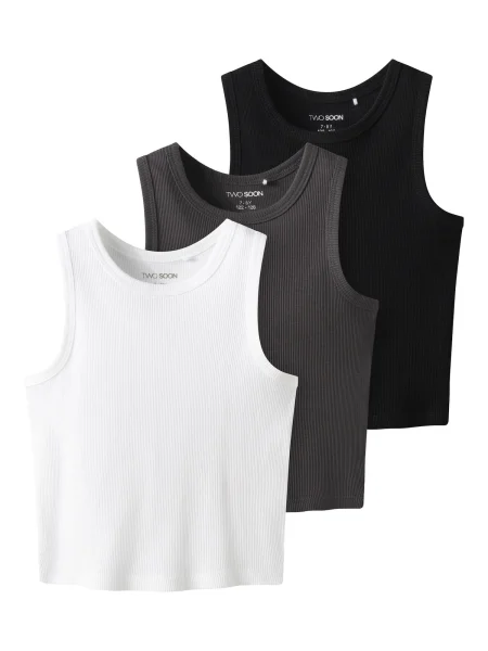 TWO SOON Top gri metalic / negru alb