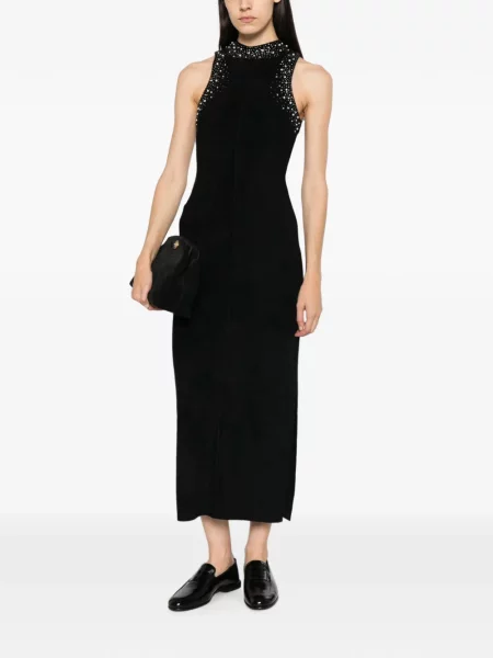 Stras rochie maxi Sandro de catifea negru