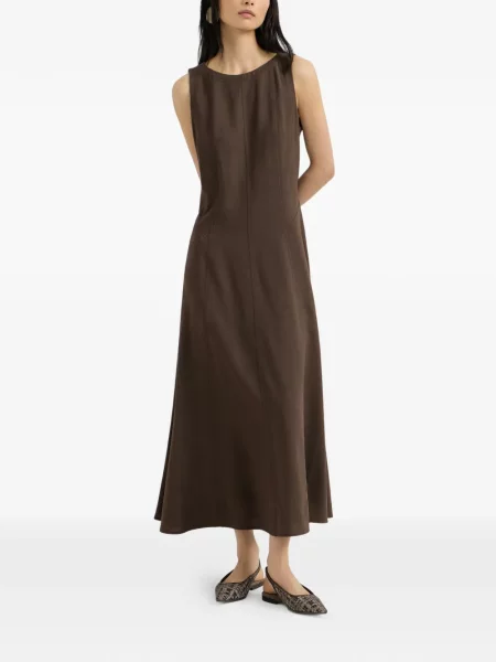 Rochie Brunello Cucinelli de lână evazată maro