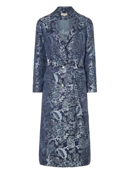 Palton Temperley London cu model floral albastru