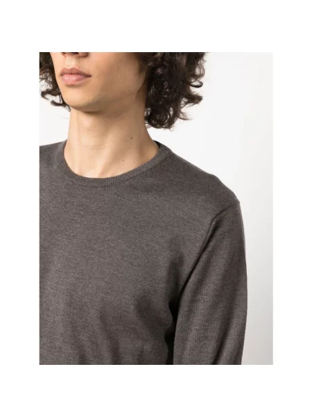 Sweter Roberto Collina z okrągłym dekoltem szary