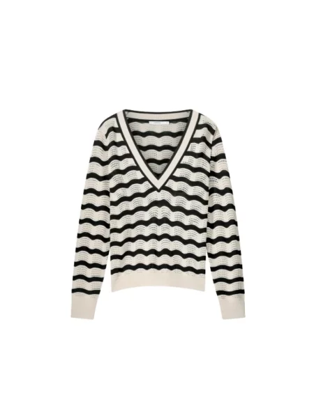 Sweter Summum Woman w paski beżowy