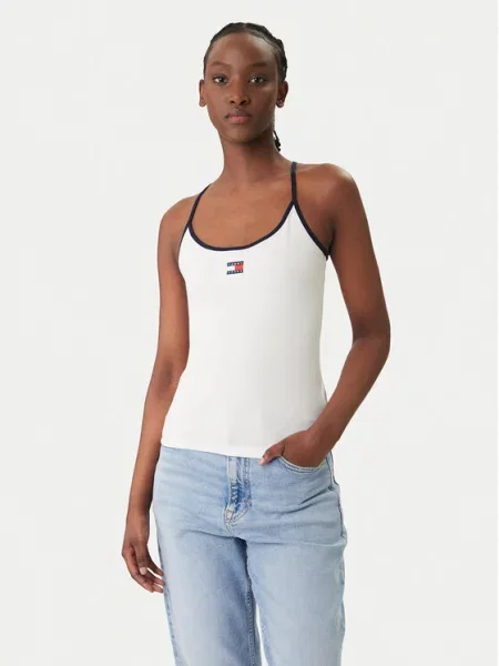 Tommy Jeans Top albastru marin alb