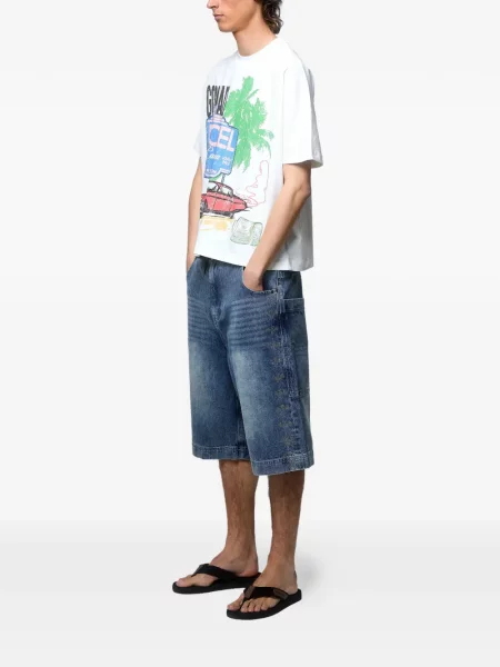 Pantaloni scurți Godmade cu broderie albastru