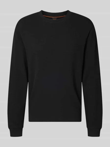 Bluzka z długim rękawem o kroju regular fit z mieszanki bawełny model WE-TEMPEST' Boss Orange czarna