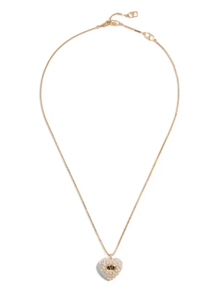 Colier Valentino Garavani de cristal cu motiv cu inimi auriu