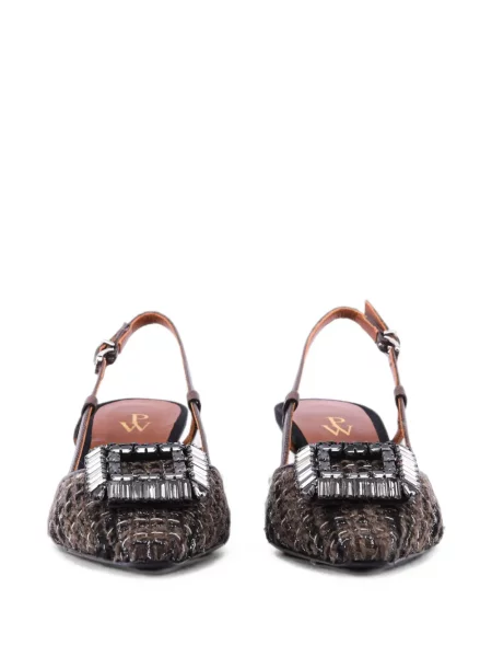 Bouclé pantofi cu toc Paul Warmer cu cataramă maro