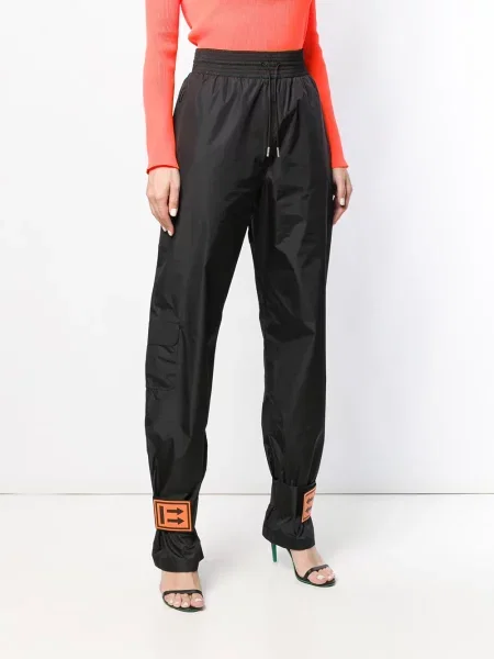 Pantaloni Off-white alergare cu bretele alb