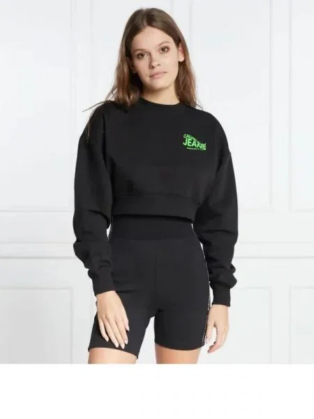 CALVIN KLEIN JEANS Hanorac MOTION LOGO | Cropped Fit negru