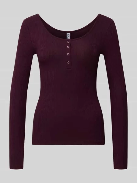Bluzka z długim rękawem o kroju slim fit z mieszanki bawełny model ‘KITTE’ Pieces