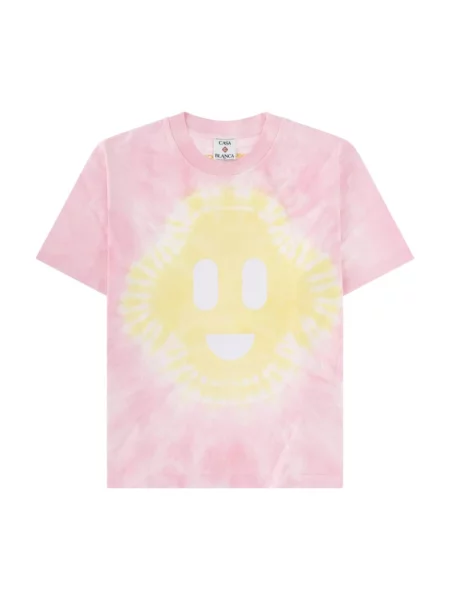 Tie dye koszulka Casablanca z krótkim rękawem wiązana różowa