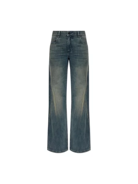 Jeansy Balenciaga z logo niebieskie