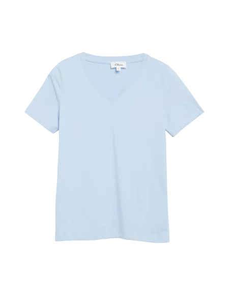 T-shirt z dekoltem w serek niebieska