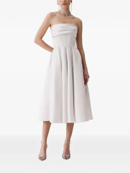 Rochie midi Framboise fără bretele alb