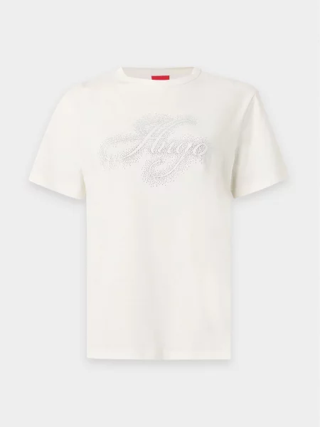 HUGO Tricou Damacia argintiu / murdar alb