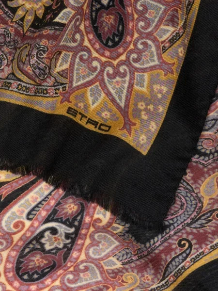 Fular Etro din cașmir cu imagine cu model paisley negru